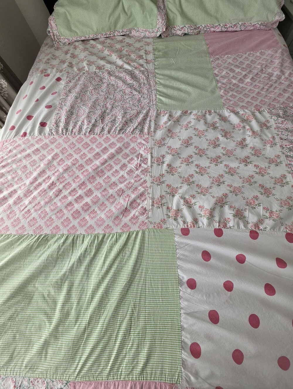 The Land of Nod ( crate & barrel ) Queen Duvet Set Patchwork Cotton